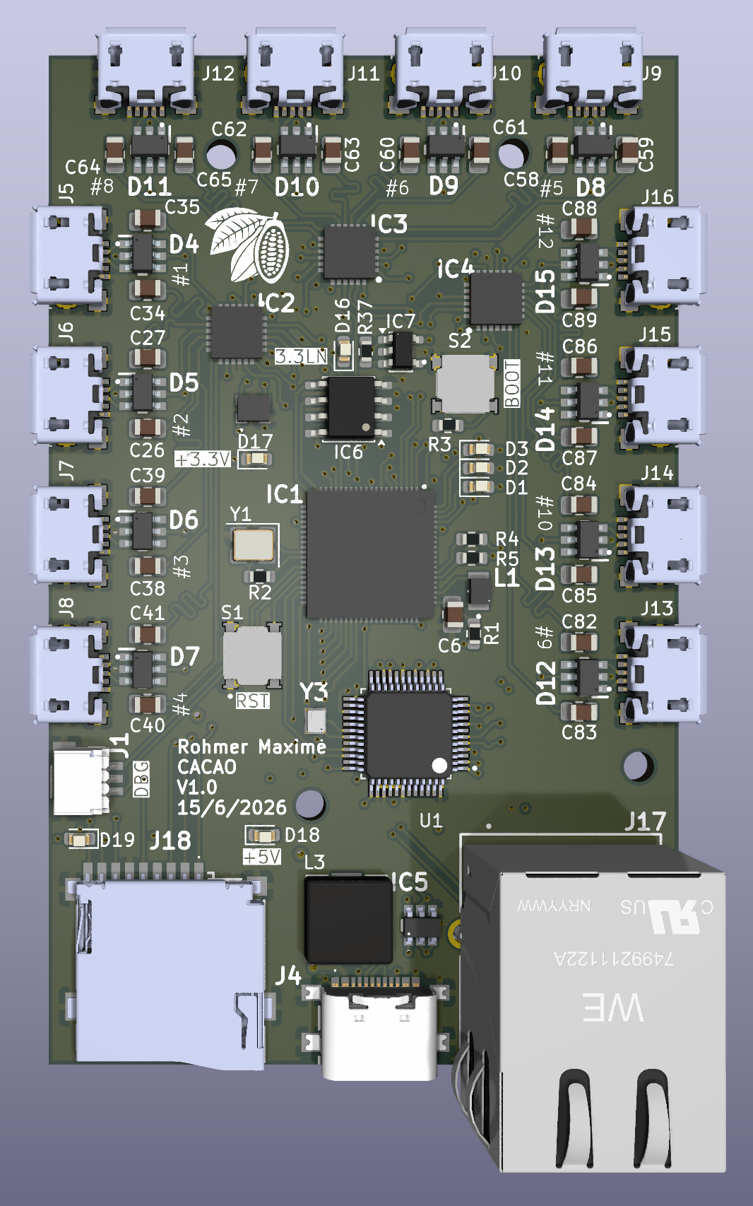 Cacao PCB - 3D render