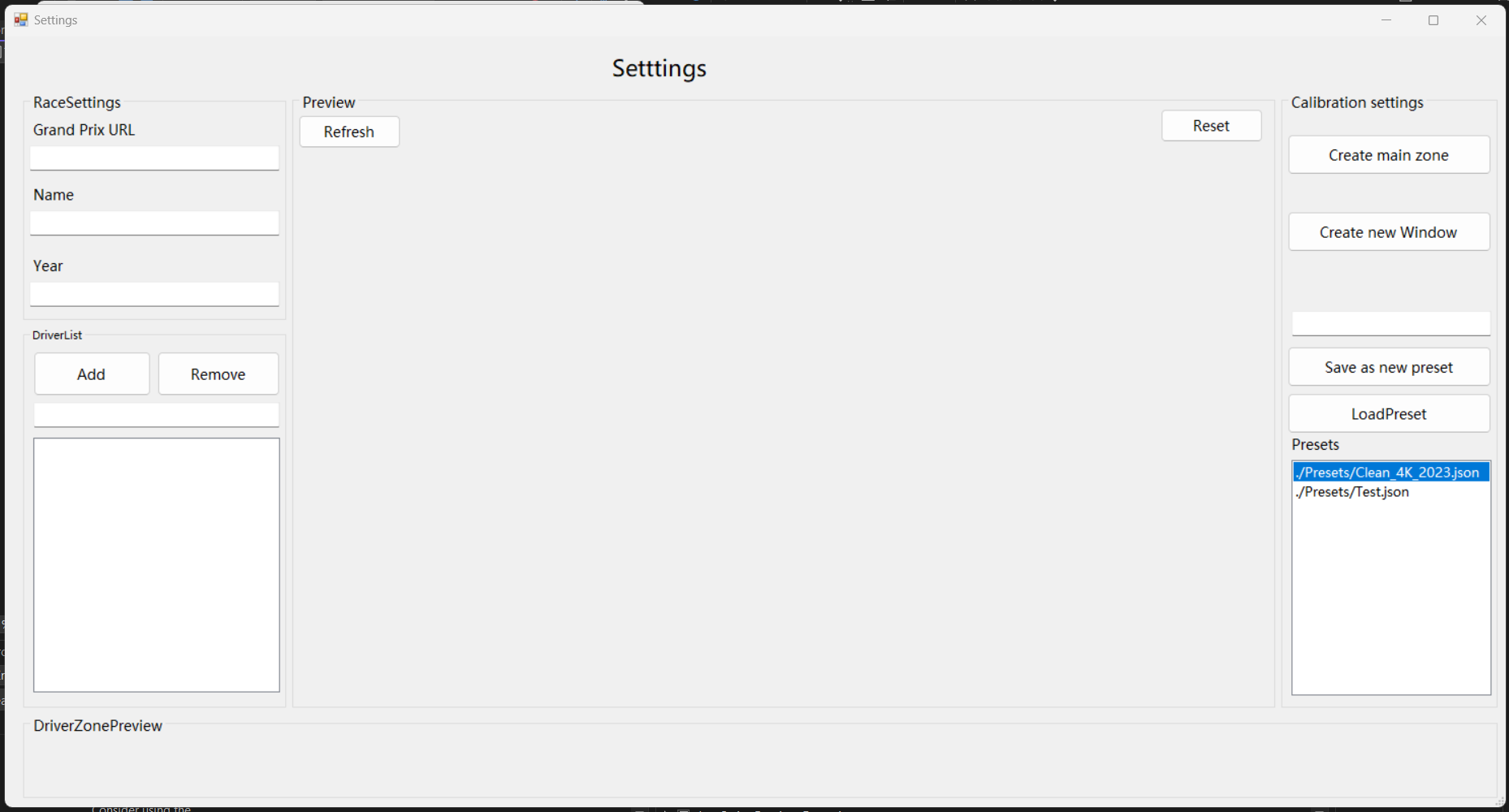 "Ancienne page de settings"